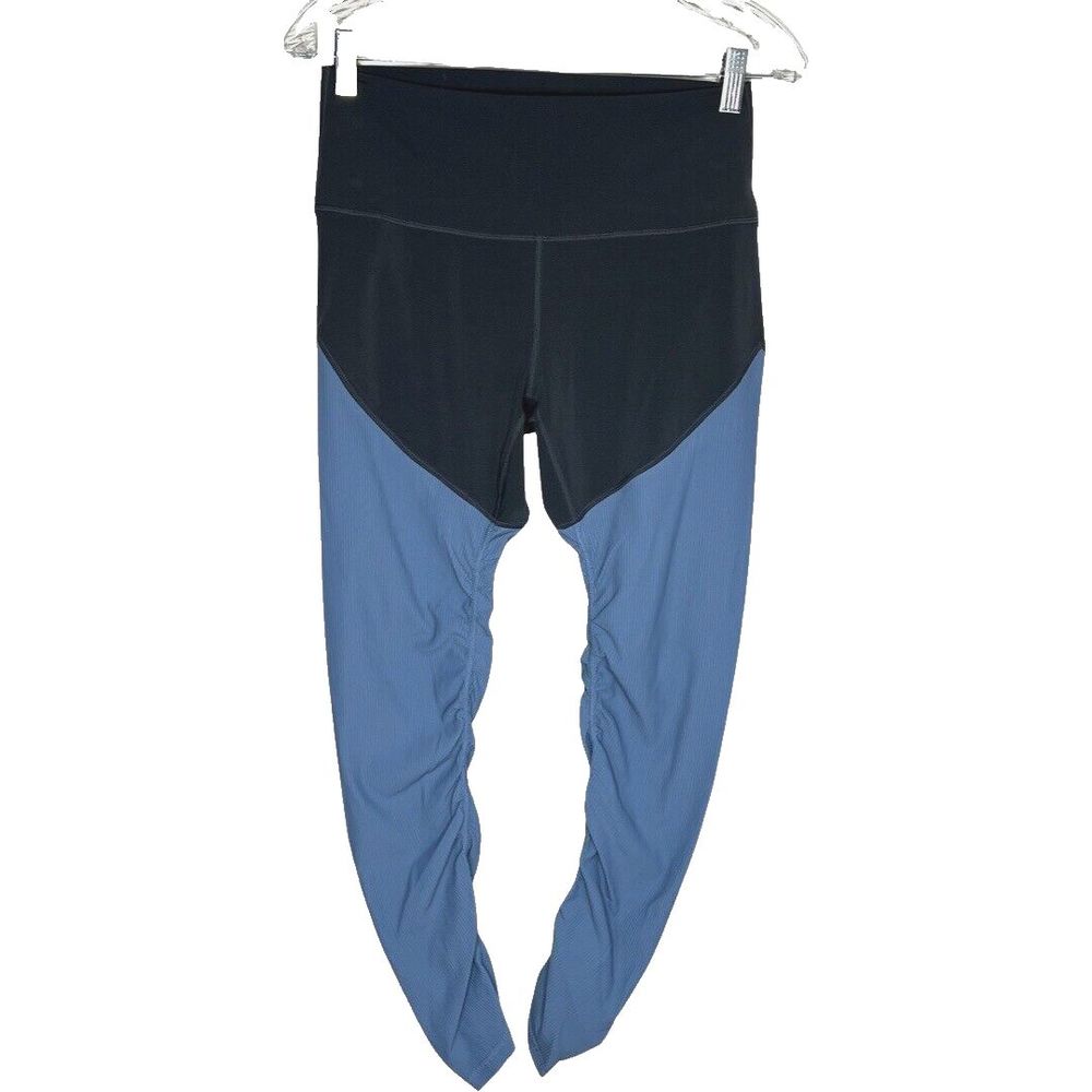 Zyia Active Leggings Womens 6 8 Blue‎ Storm Parallel Luxe Colorblock Athleisure